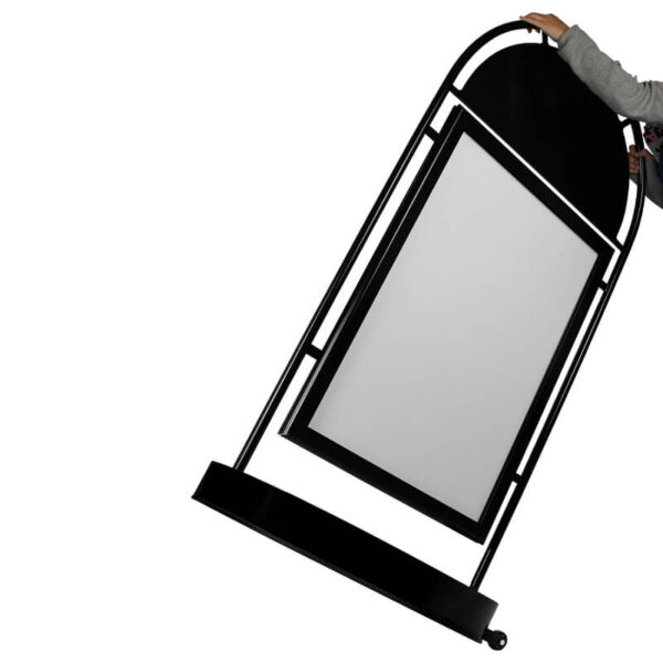 Rond stoepbord zwart met wielen