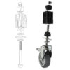Zwenkwiel met rem inclusief expander 40×40 mm vierkant